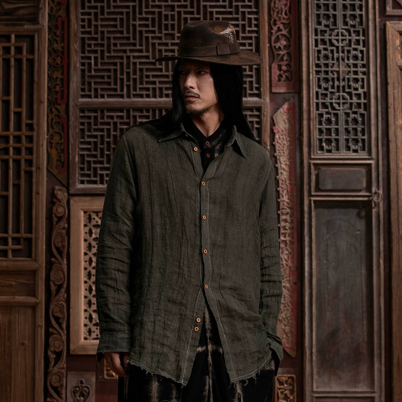 SOARIN WORLD Gai Yu Xia Series Loose Fit Pure Linen Shirt DCZ233TC152