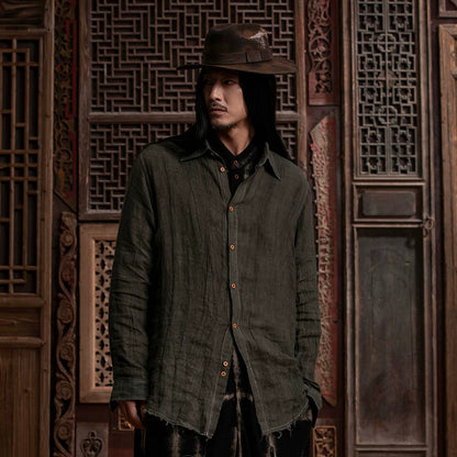 SOARIN WORLD Gai Yu Xia Series Loose Fit Pure Linen Shirt DCZ233TC152