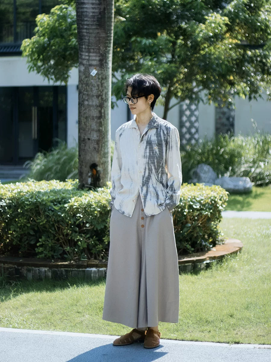SOARIN WORLD Gai Yu Xia Avant-Garde Minimalist Wide-Leg Linen-Blend Culottes Z203F372
