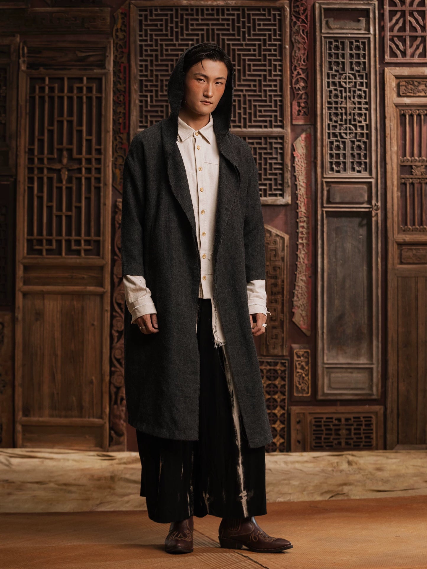 SOARIN WORLD gai yu xia Series Loose Fit Pure Wool Retro Robe DCZ233TDY04