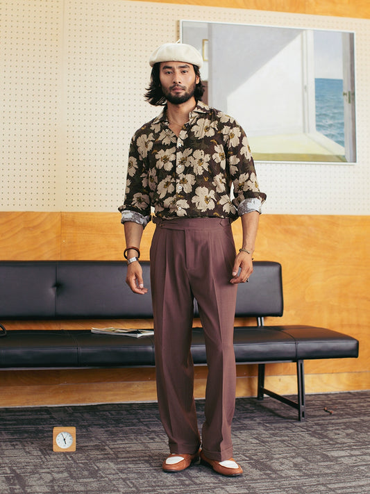 SOARIN意式复古那不勒斯高腰裤男巴黎扣简约百搭垂感商务西装长裤