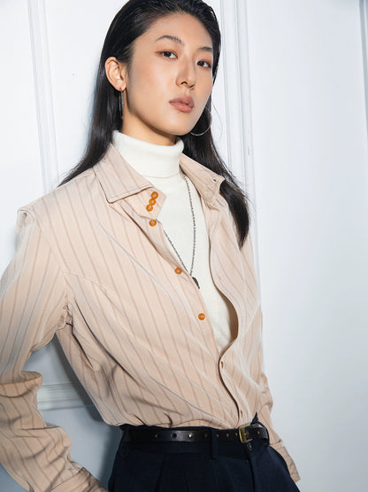 SOARIN英伦风高级感法式衬衫男复古雅痞免烫垂感西装条纹长袖衬衣