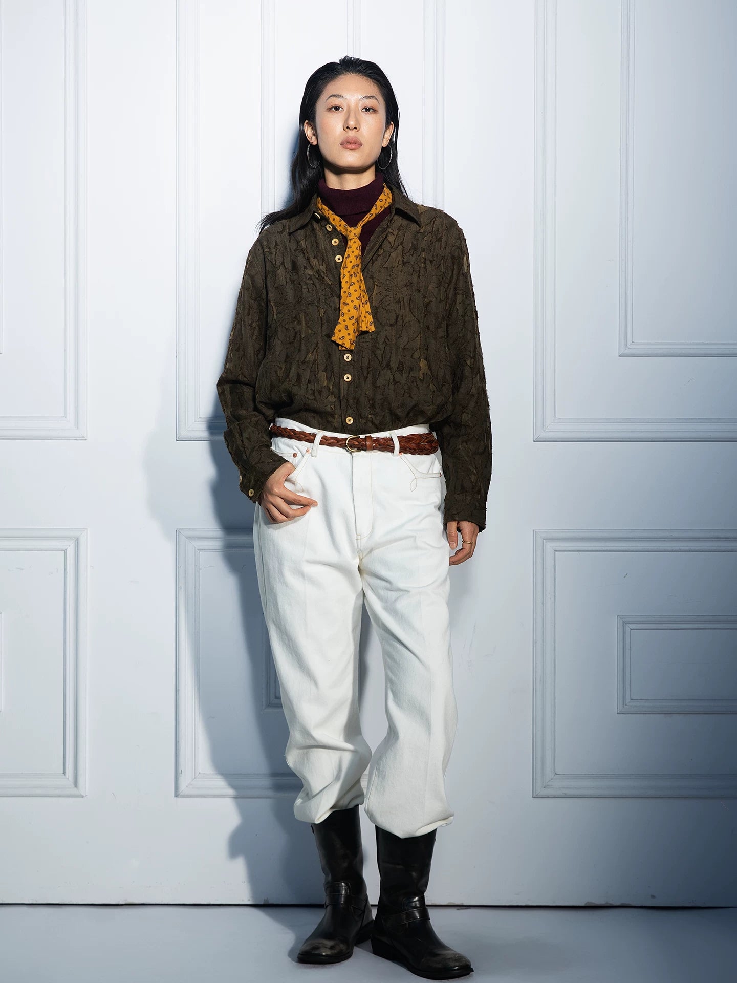 SOARIN Gai Yu Xia Series Loose Fit Botanical Nylon Blend Long Shirt Gown  DCZ252TC429