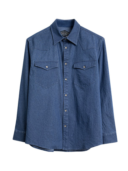 SOARIN美式复古工装牛仔衬衫男阿美咔叽秋冬重磅休闲长袖衬衣外套