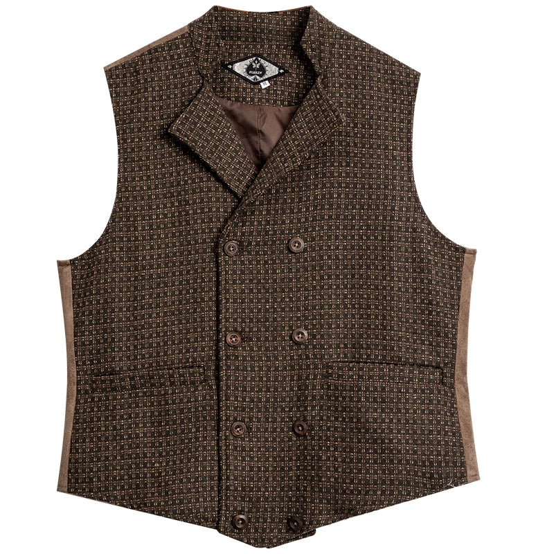 SOARIN Gentleman Vintage Slim Fit Wool Blend Double Breasted Vest Z223B633