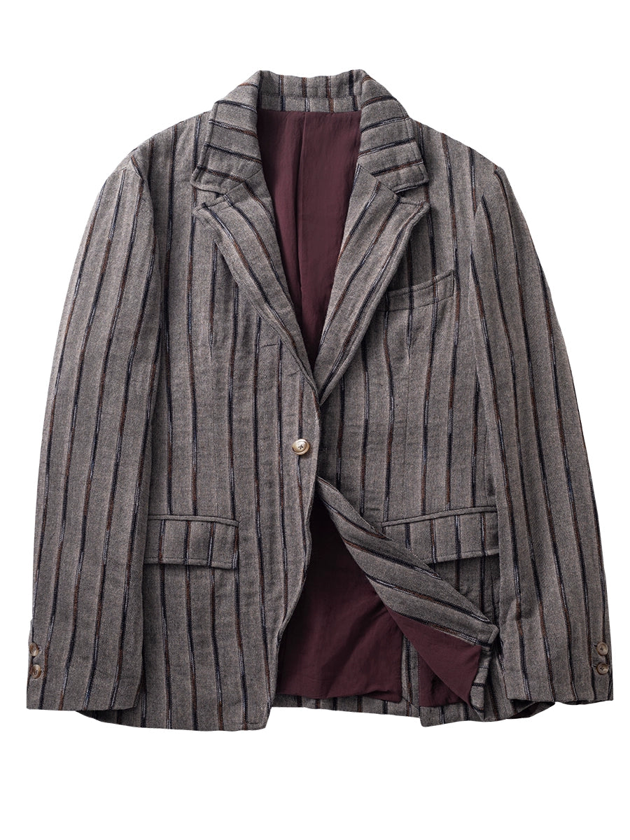 SOARIN【定型条】英伦风复古条纹西装外套男 雅痞商务休闲单西服