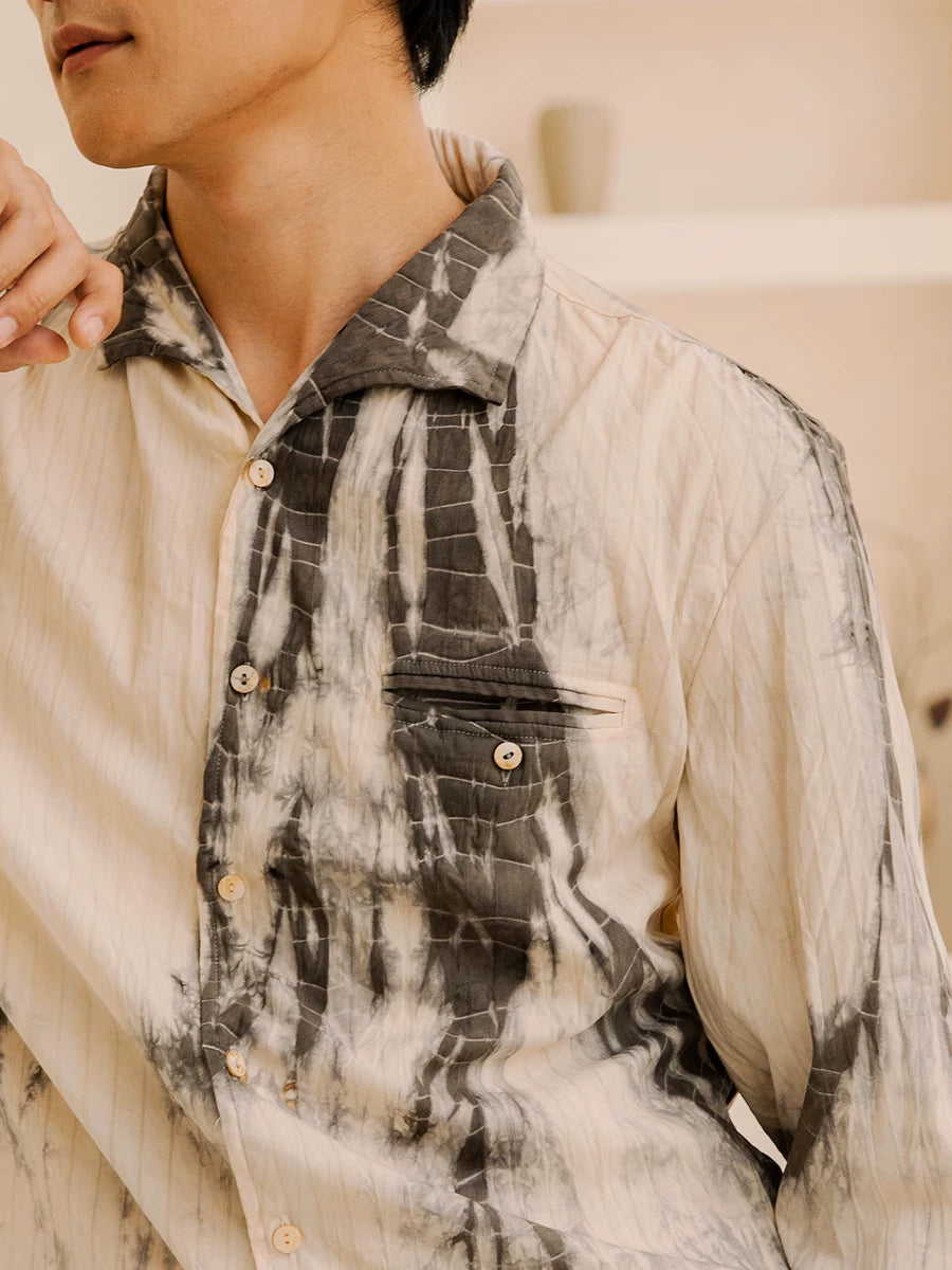 SOARIN WORLD Gai Yu Xia Vintage Botanical-Dyed Swallow Collar Shirt Z212C414