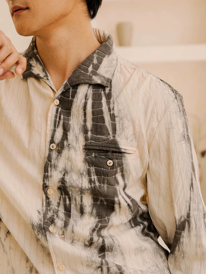 SOARIN WORLD Gai Yu Xia Vintage Botanical-Dyed Swallow Collar Shirt Z212C414
