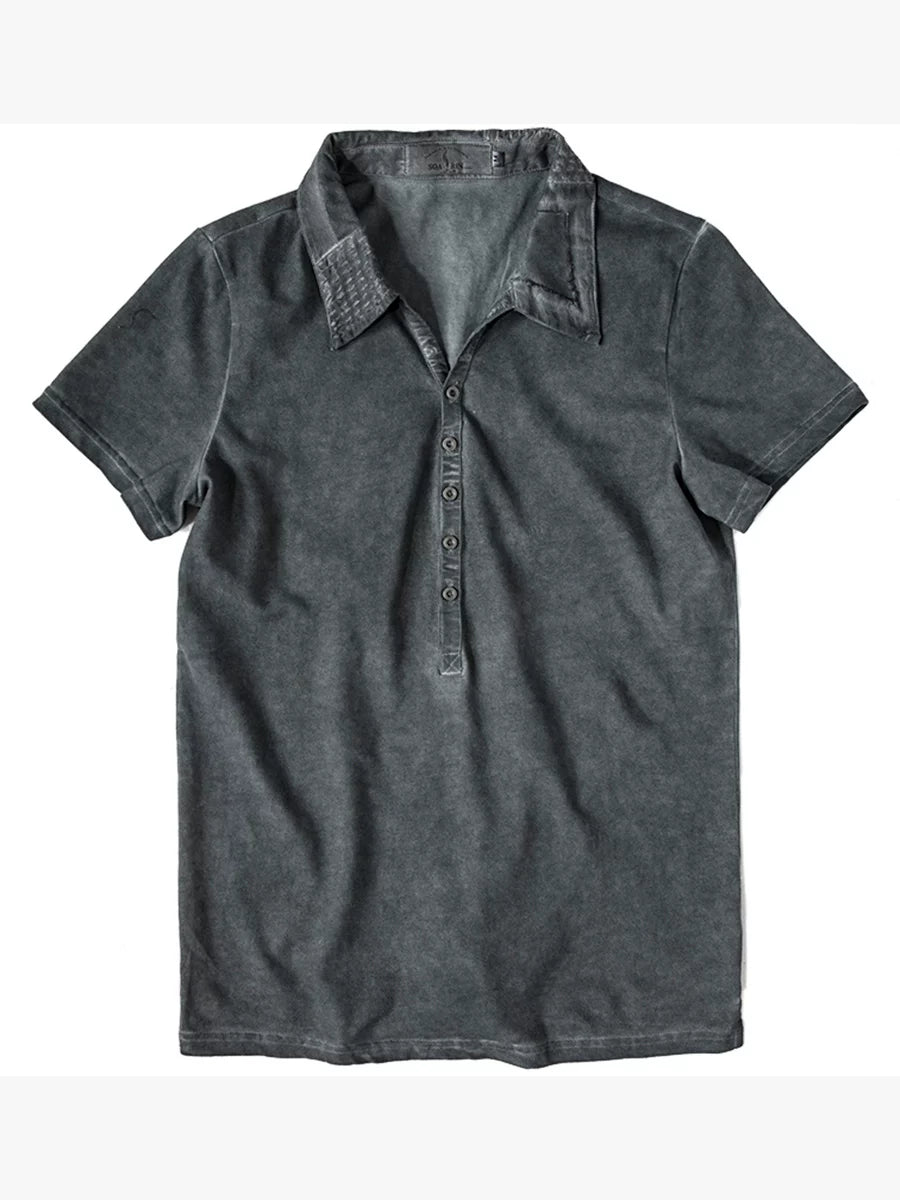 SOARIN Casual Vintage Slim Fit Cotton Short Sleeve Polo Shirt Z92T203