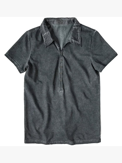 SOARIN Casual Vintage Slim Fit Cotton Short Sleeve Polo Shirt Z92T203