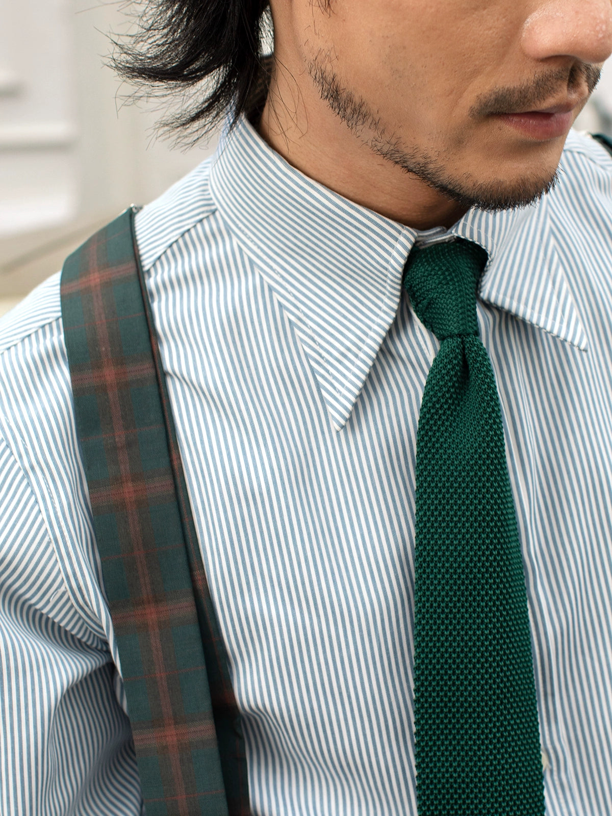 SOARIN英伦风复古条纹长袖衬衫男 商务正装绅士休闲修身西装衬衣