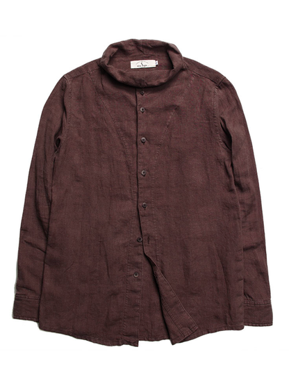 SOARIN Artisanal Vintage Regular Fit Pure Linen Roll Neck Shirt  Z93C230