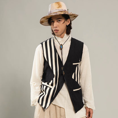 SOARIN Gai Yu Xia Series Patchwork Slim Fit Cotton Metallic Blend Vest DCZ253TB106