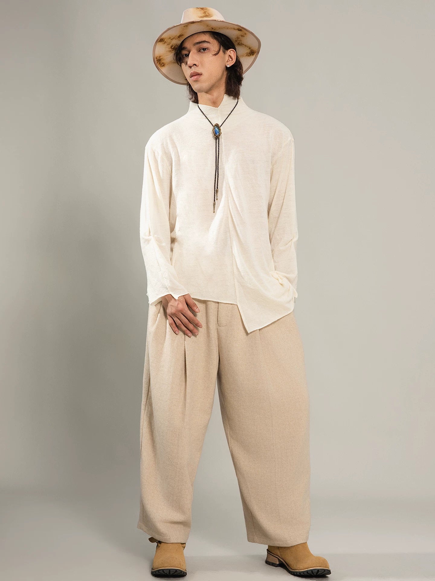SOARIN Minimalist Loose Fit Wool Long-Sleeve Shirt DCZ253TC463
