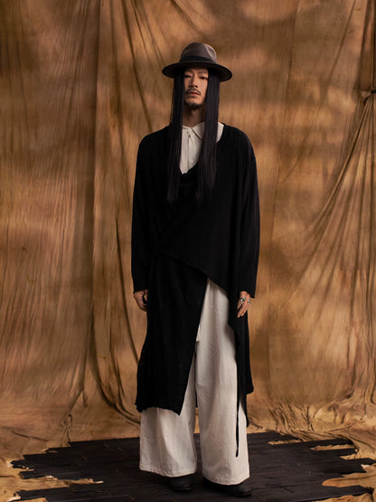 SOARIN WORLD gai yu xia Series Chinese Robe Wool Layered Long Shirt DCZ233TC145
