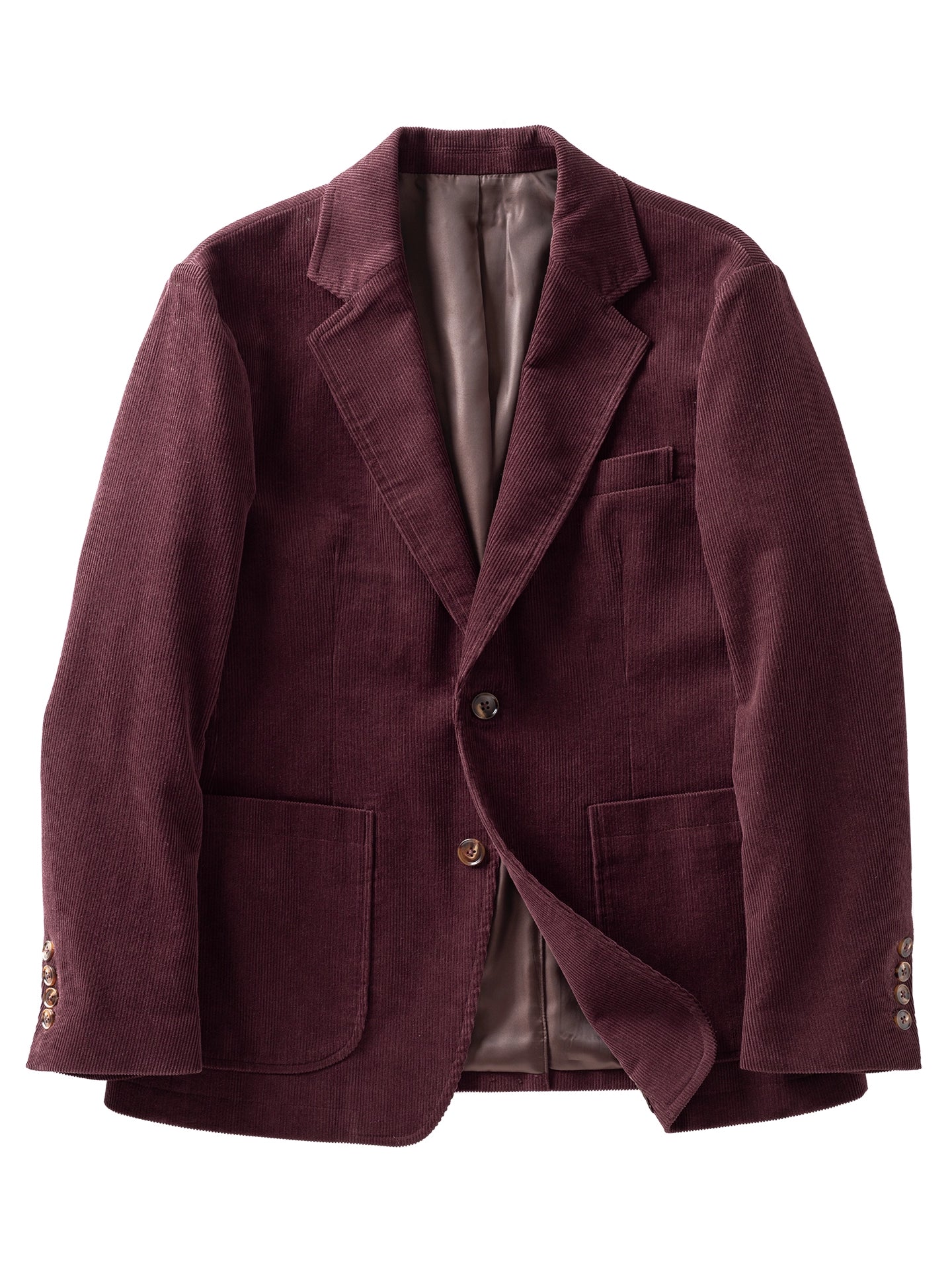 SOARIN意式复古灯芯绒西装外套男冬季保暖条绒商务休闲酒红色西服