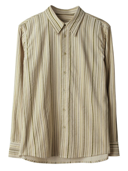 SOARIN英伦风复古纯棉条纹长袖衬衫男高级感商务休闲修身西装衬衣