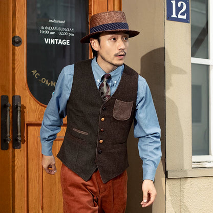SOARIN Gentleman Vintage Slim Fit Wool Blend Vest JUKZ2332B47