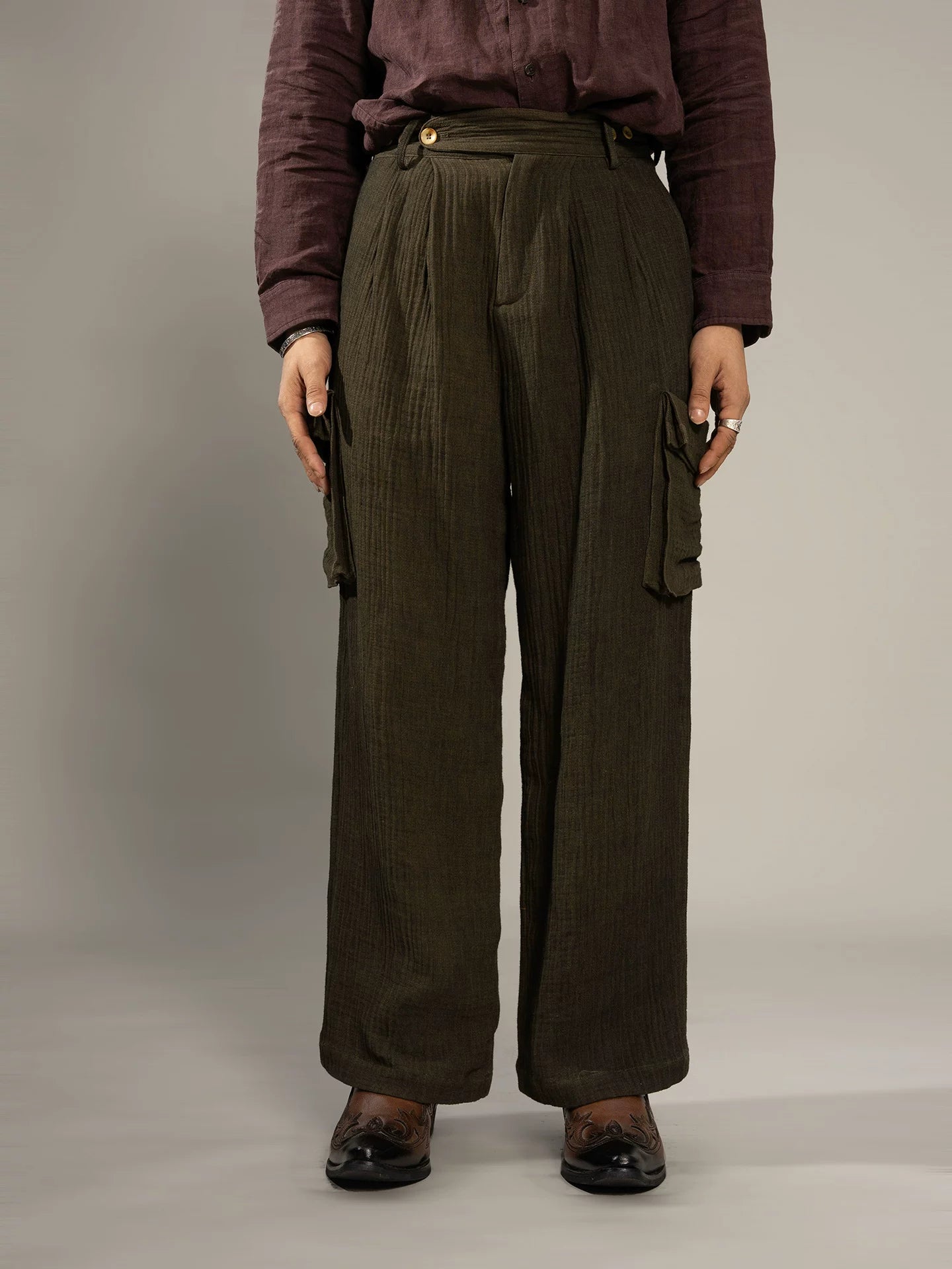 SOARIN WORLD Gai Yu Xia Series Relaxed Fit Linen Cotton Blend Trousers DCZ243TF197