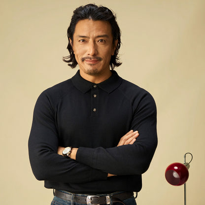 SOARIN英伦风复古polo长袖针织衫男 轻奢感翻领商务休闲套头毛衣