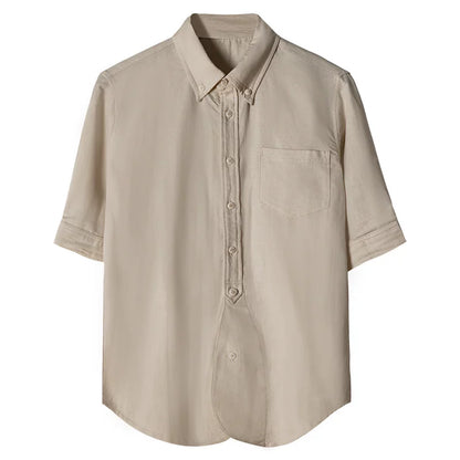 SOARIN British Casual Regular Fit Cotton Linen Short Sleeve Shirt   Z92C211