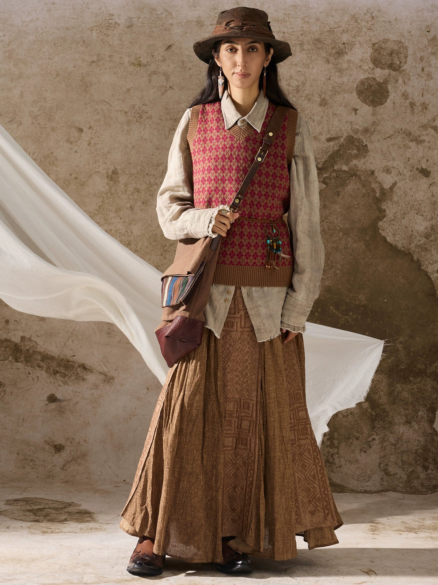 SOARIN复古老钱风菱格费尔岛毛衣背心男 英式提花针织衫马甲坎肩