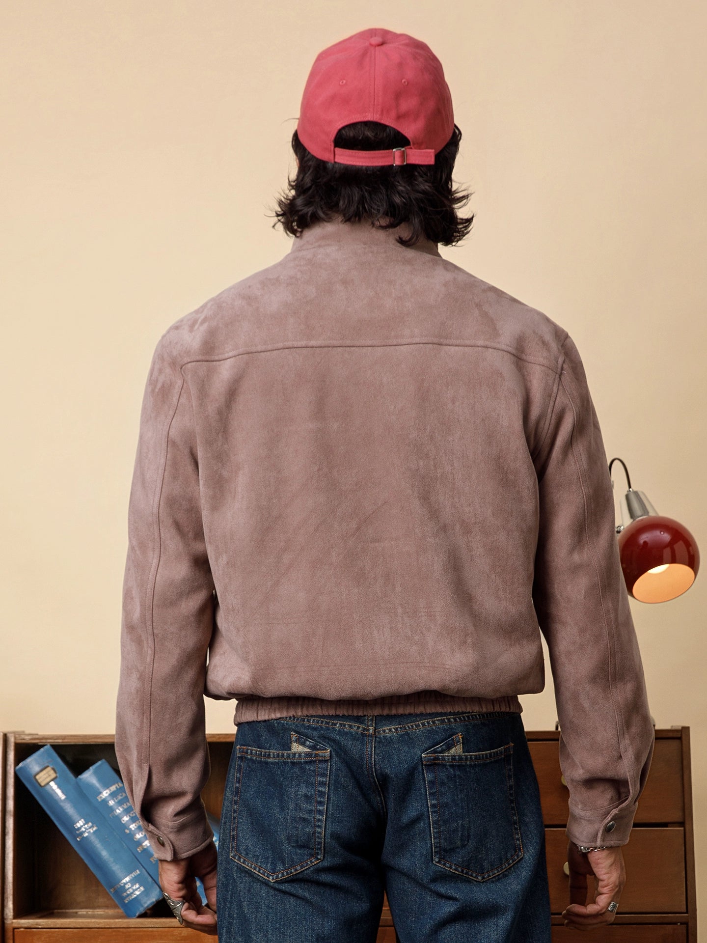 SOARIN美式工装立领鹿皮绒外套男 复古麂皮休闲宽松飞行员夹克冬