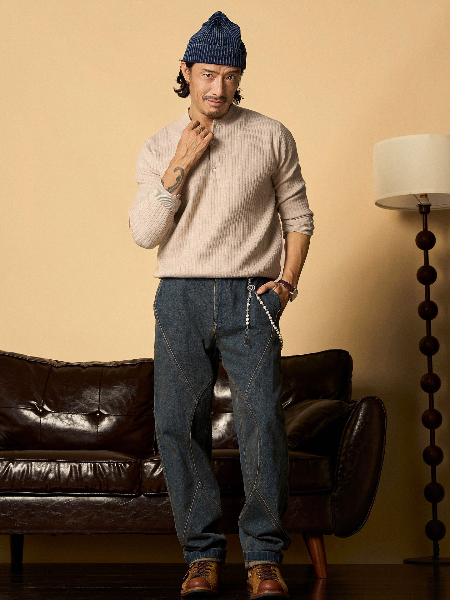 SOARIN英伦风复古亨利衫长袖针织毛衣男 简约百搭打底套头毛线衣