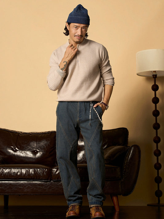 SOARIN英伦风复古亨利衫长袖针织毛衣男 简约百搭打底套头毛线衣