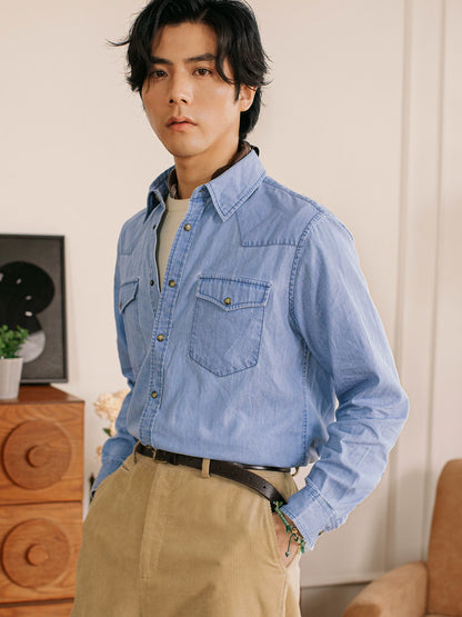 SOARIN Amekaji Regular Fit Pure Cotton Denim Shirt YAOZ2531C441