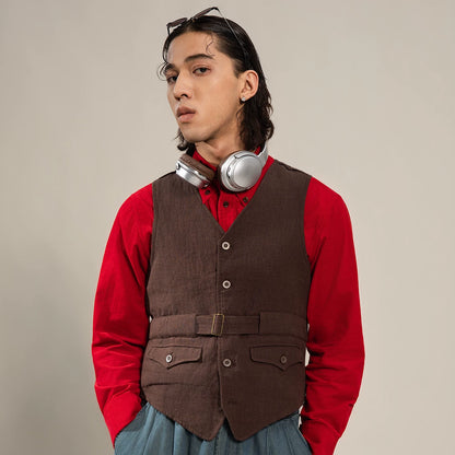 SOARIN Amekaji Vintage Slim Fit Polyester Vest  Z83B28