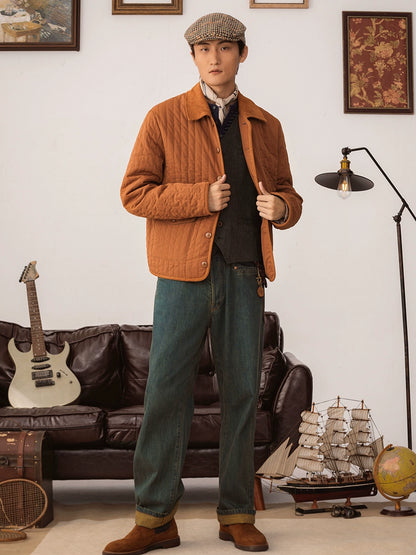 SOARIN美式工装复古绗缝棉服外套男 经典款休闲宽松条纹棉袄夹克