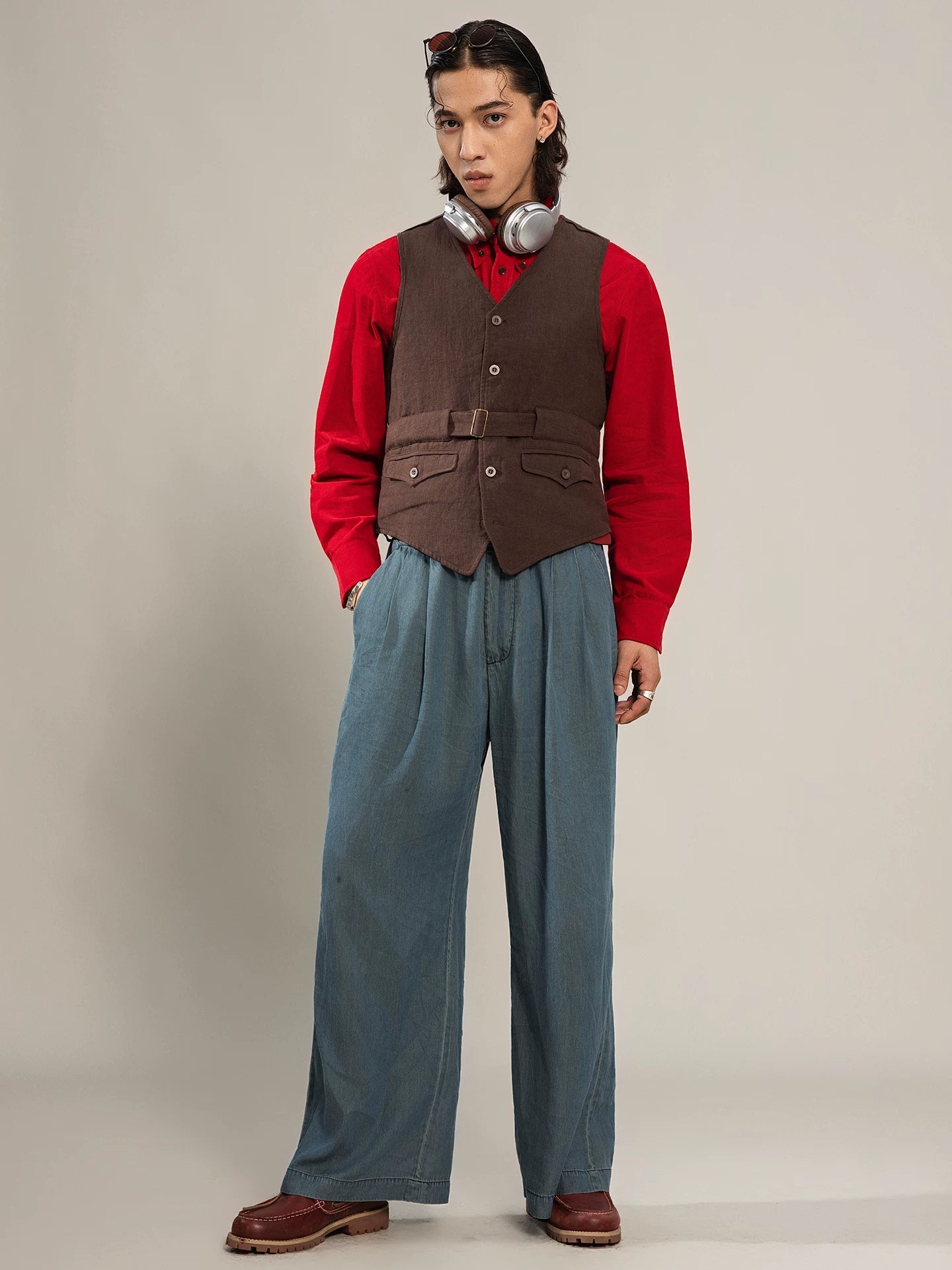 SOARIN Amekaji Vintage Slim Fit Polyester Vest  Z83B28