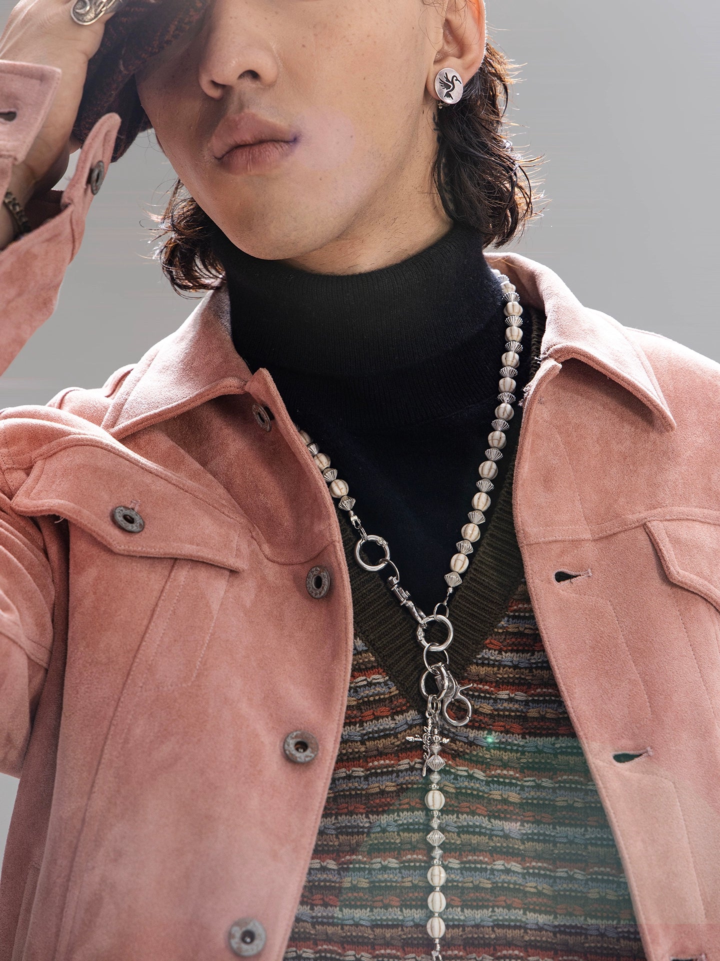 SOARIN美式工装鹿皮绒夹克男阿美咔叽机车服短款复古牛仔外套