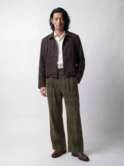 SOARIN Avant-Garde Vintage Boxy Fit Lyocell Linen Blend Distressed Jacket YBOZ262TJ114