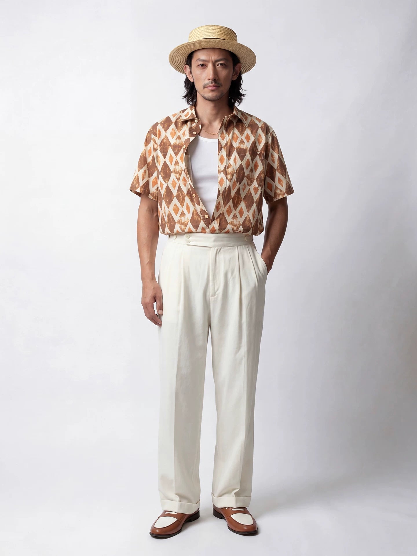 SOARIN Casual Vintage Loose Fit Cotton Shot-sleeved shirts JITZ2626C466