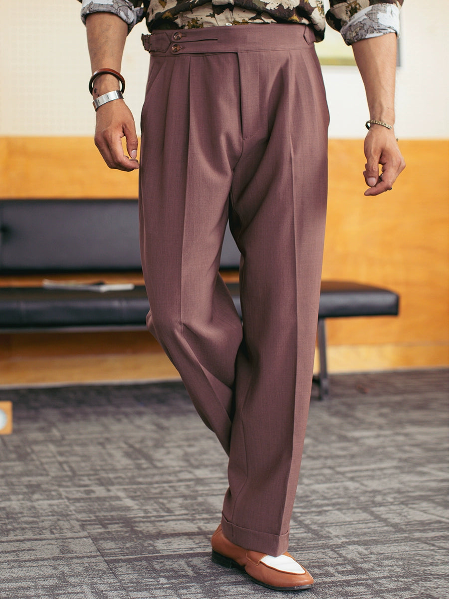 SOARIN意式复古那不勒斯高腰裤男巴黎扣简约百搭垂感商务西装长裤