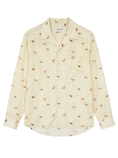 SOARIN Casual Vintage Regular Fit Lyocell Linen Blend Long Sleeve Shirt JITZ2621C485