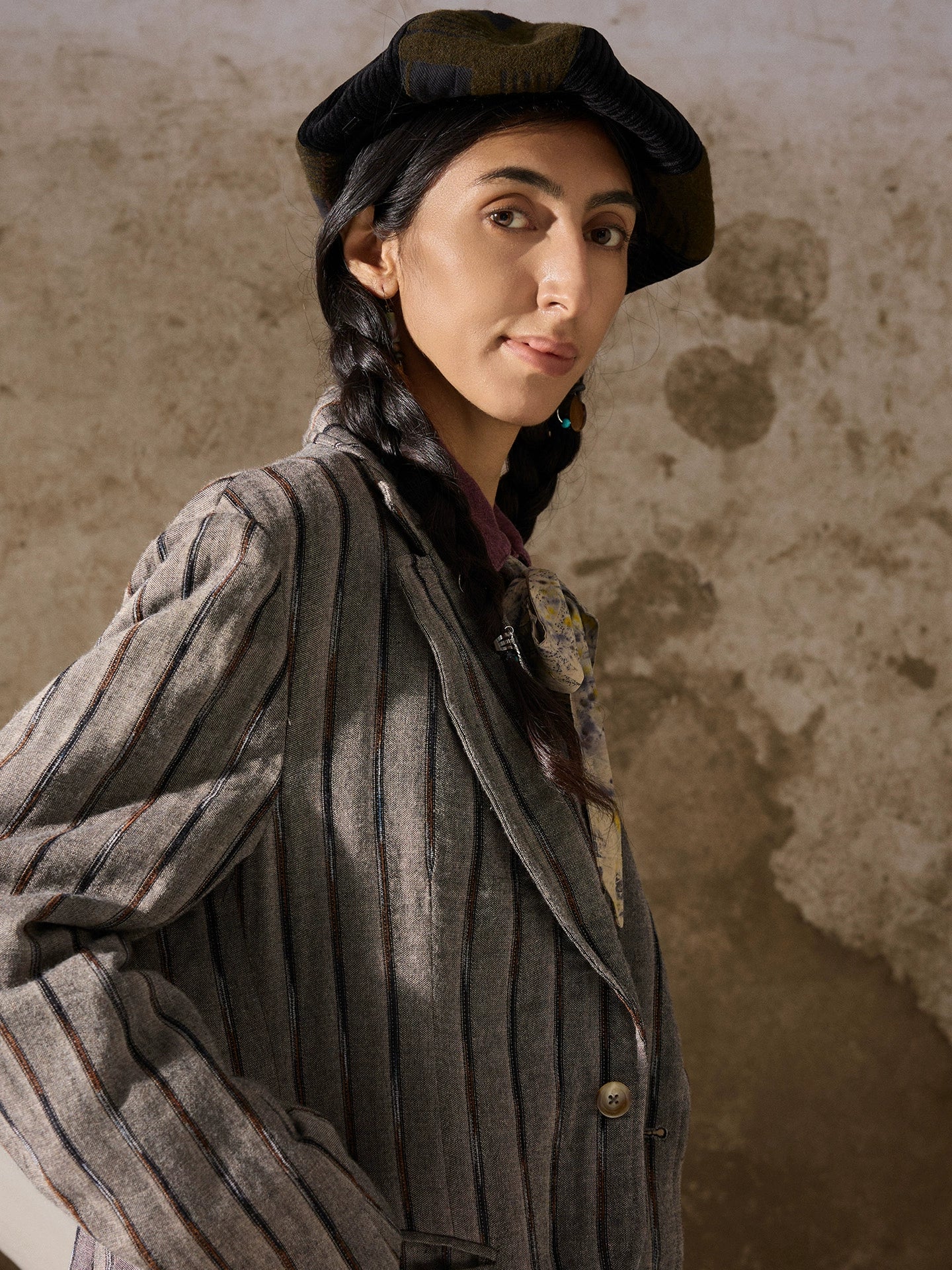 SOARIN【定型条】英伦风复古条纹西装外套男 雅痞商务休闲单西服