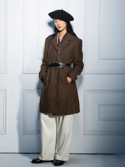 SOARIN英伦复古羊毛中长款大衣男 浴血黑帮毛呢休闲西装风衣外套