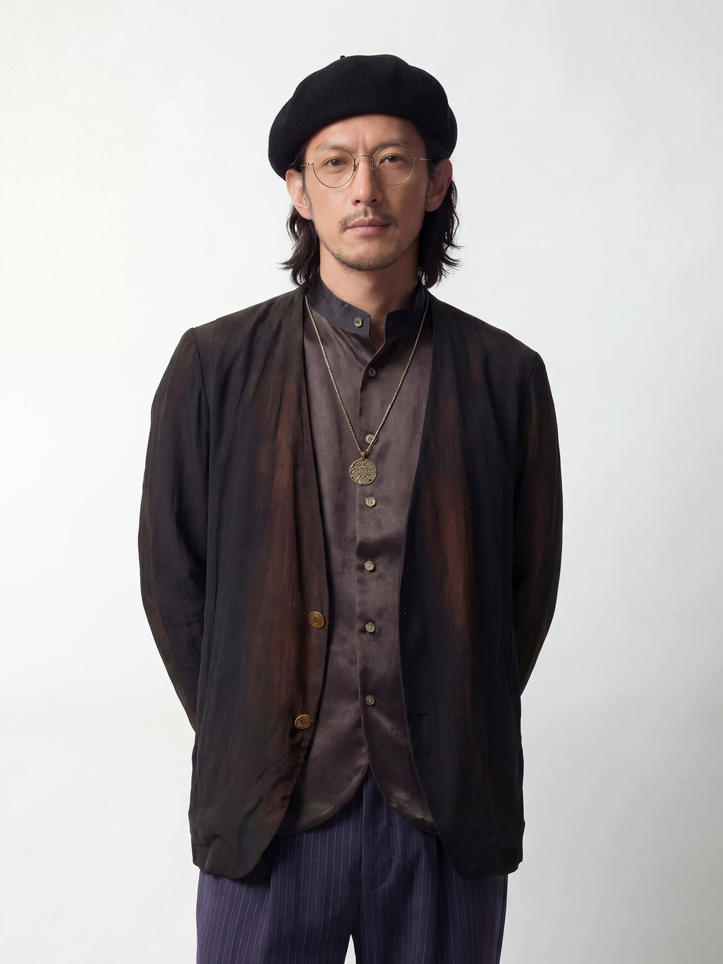 SOARIN Amekaji Vintage Loose Fit Plant Viscose Blend Distressed Cardigan Jacket  PPZ262TXZ141
