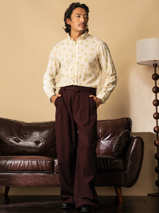 【自带腰带】SOARIN英伦复古休闲直筒阔腿裤男痞帅免烫抗皱高腰裤