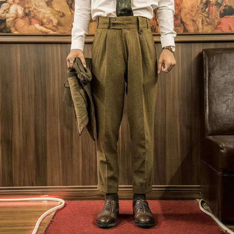 SOARIN British Vintage Tapered Fit Wool Blend Trousers  CO93F237