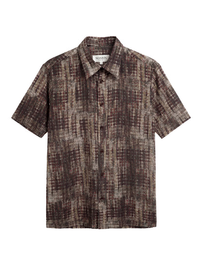 SOARIN Casual Vintage Regular Fit Rayon Linen Blend Short Sleeve Shirt JITZ2626C500