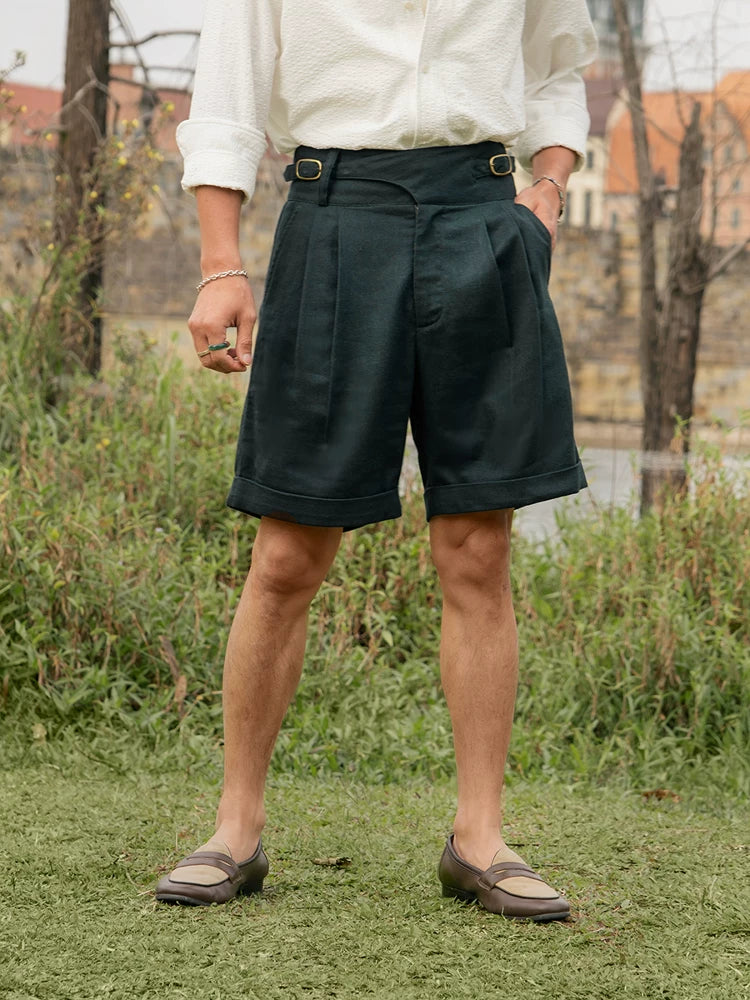 SOARIN Italian Vintage Viscose Linen High Waisted Shorts JUKZ2529F217