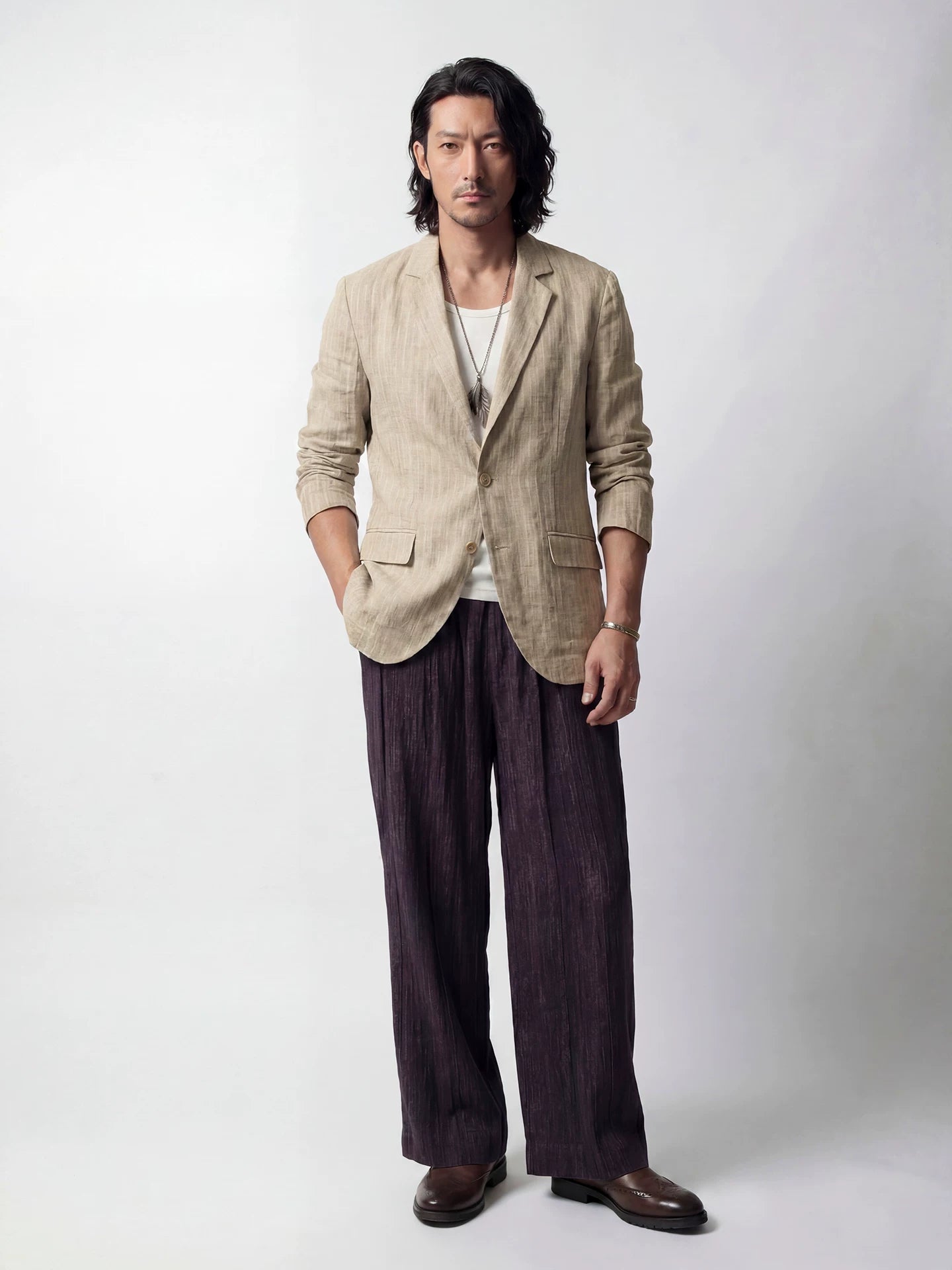 SOARIN Casual Textured Relaxed Regenerated Fiber Blend Blazer JITZ262TXZ142