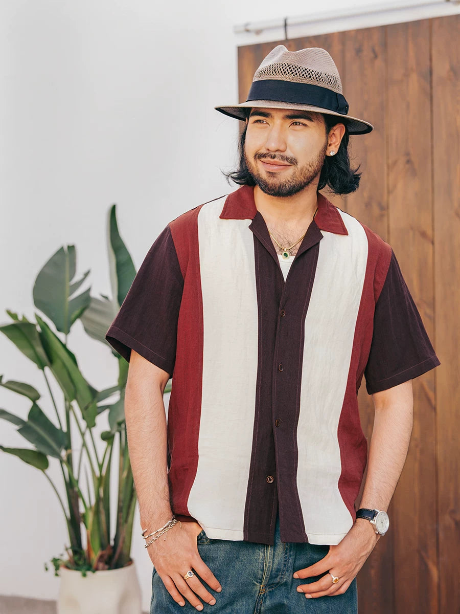 SOARIN  Italian Vintage Loose Fit Cotton Linen Blend Short Sleeve Shirt JITZ2521C409