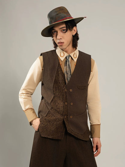 SOARIN Gai Yu Xia Series Tailored Slim Fit Cotton Linen Blend Asymmetric Vest DCZ253TB105