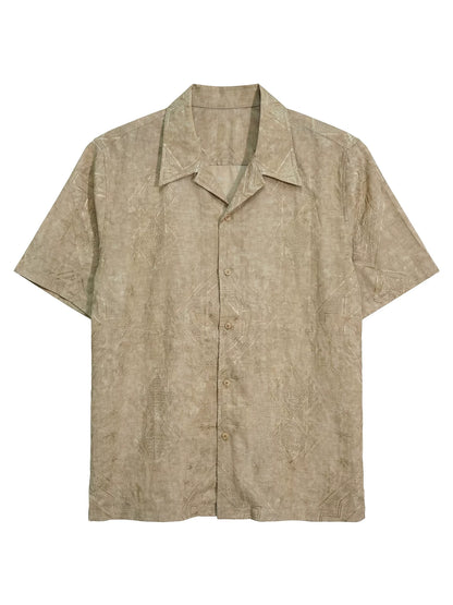 SOARIN Casual Vintage Regular Fit Linen Rayon Blend Short Sleeve Shirt JITZ262TC489