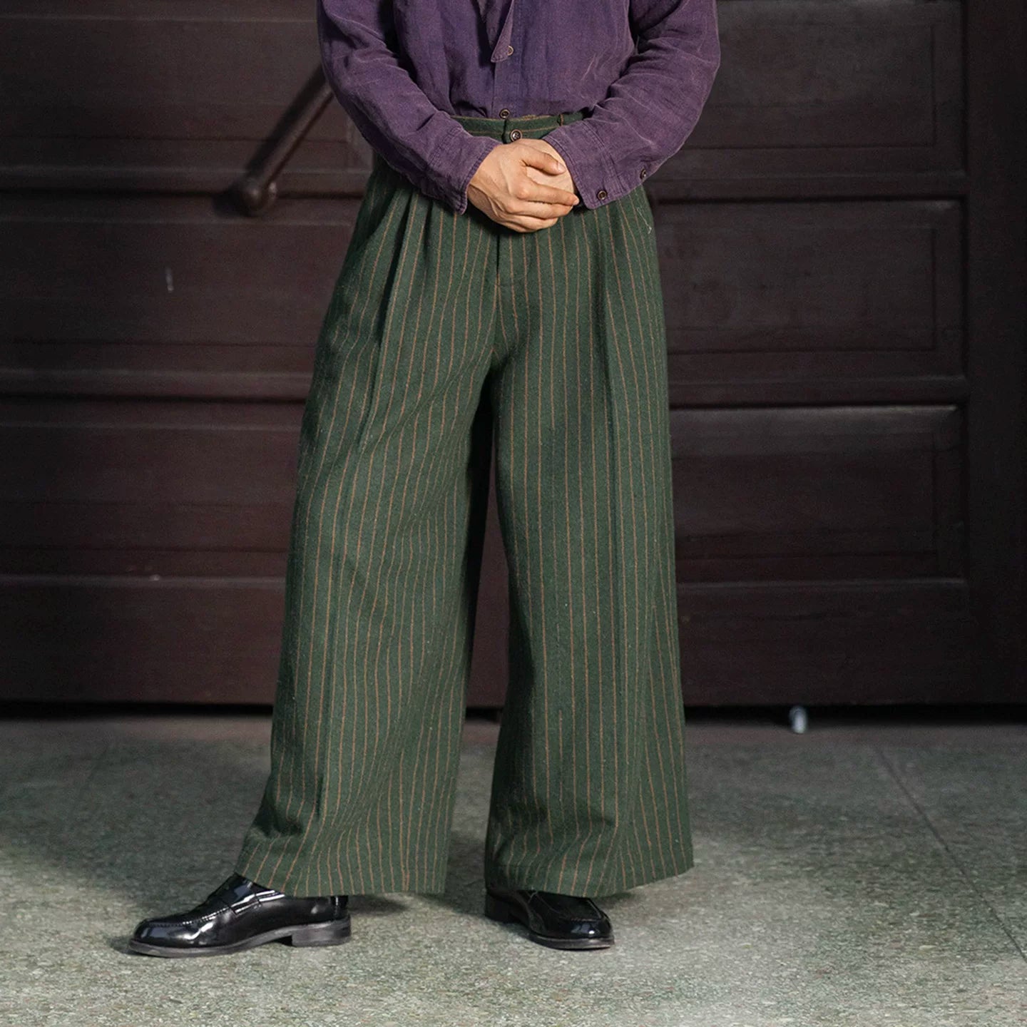 SOARIN  British Vintage Loose Fit Wool Blend Trousers YAOZ253TF251